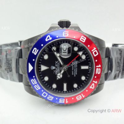 All Black Rolex Replica GMT-MASTER II Watch Pepsi Ceramic Bezel